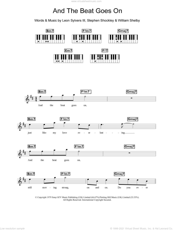 And The Beat Goes On sheet music for piano solo (chords, lyrics, melody) by The Whispers, Leon Sylvers, Stephen Shockley and William Shelby, intermediate piano (chords, lyrics, melody)