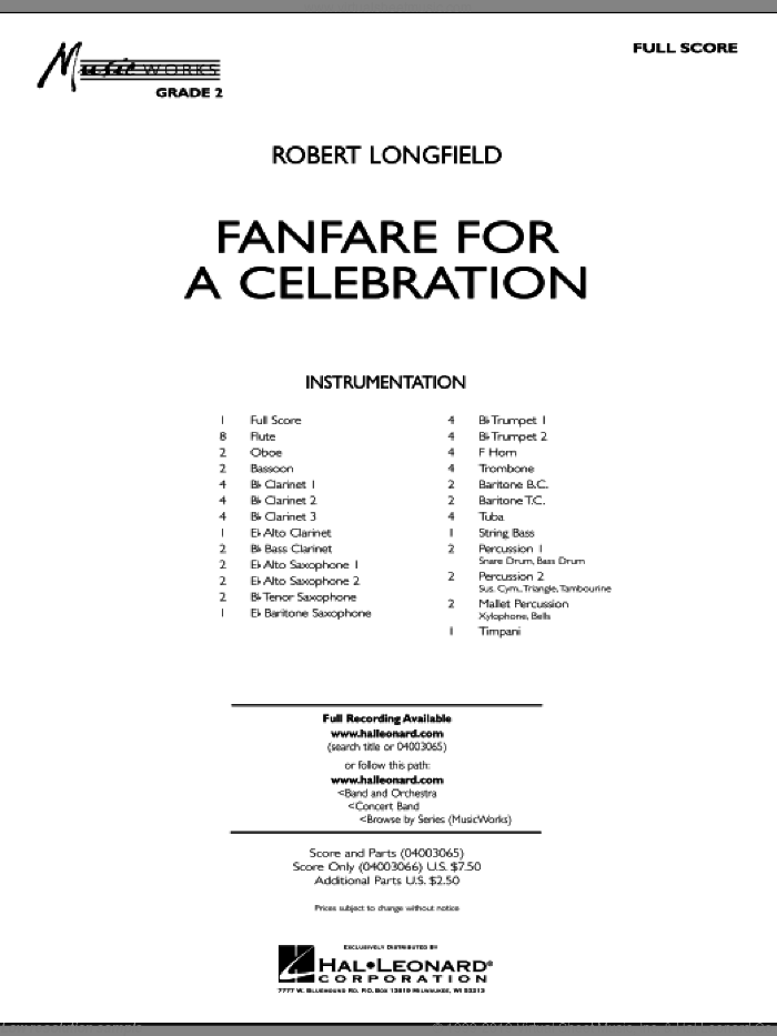 Fanfare For A Celebration (COMPLETE) sheet music for concert band by Robert Longfield, intermediate skill level