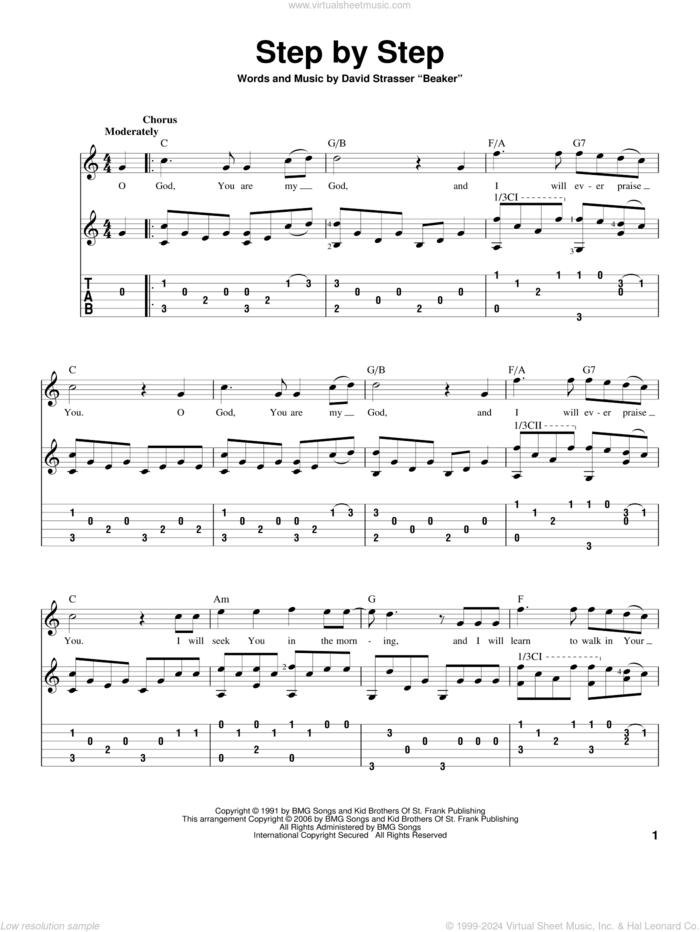 Step By Step sheet music for guitar solo by Rich Mullins, intermediate skill level