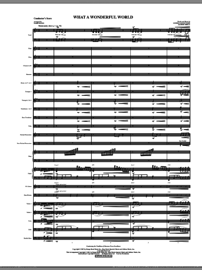 What A Wonderful World (complete set of parts) sheet music for orchestra/band (Orchestra) by Mark Hayes, Bob Thiele, George David Weiss and Louis Armstrong, intermediate skill level
