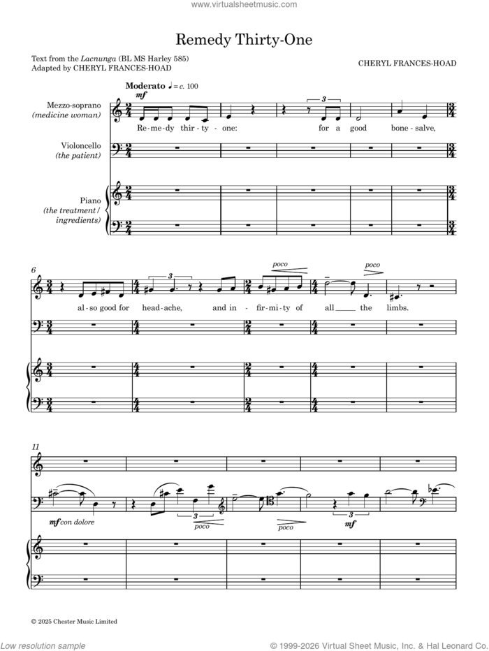 Remedy Thirty-One (COMPLETE) sheet music for chamber ensemble by Cheryl Frances-Hoad, classical score, intermediate skill level