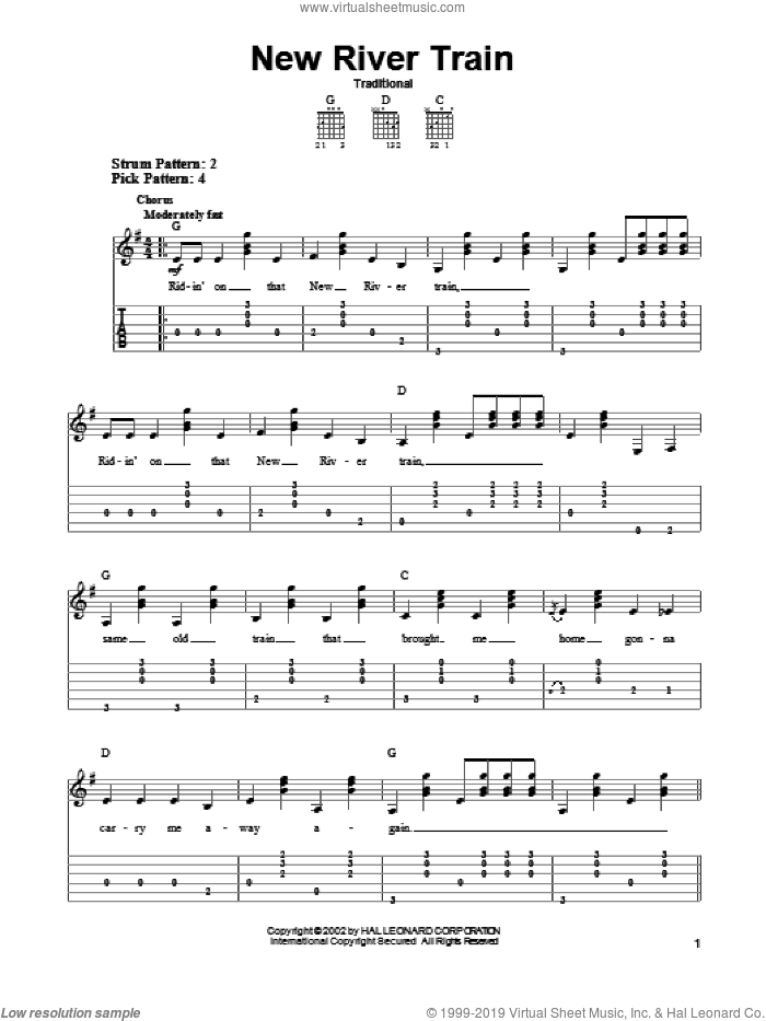 New River Train sheet music for guitar solo, intermediate skill level