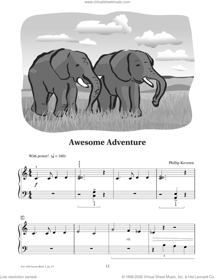 Awesome Adventure sheet music for piano solo (elementary) by Phillip Keveren, beginner piano (elementary)