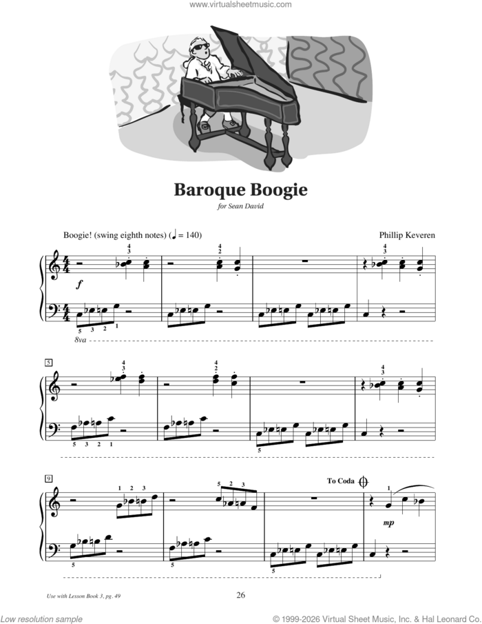 Baroque Boogie sheet music for piano solo (elementary) by Phillip Keveren, beginner piano (elementary)