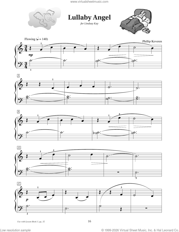 Lullaby Angel sheet music for piano solo (elementary) by Phillip Keveren, beginner piano (elementary)