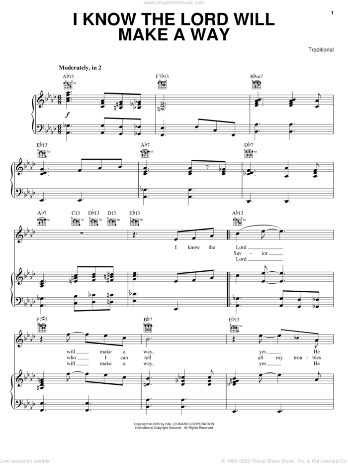 I Know The Lord Will Make A Way sheet music for voice, piano or guitar by Smokie Norful and Miscellaneous, intermediate skill level
