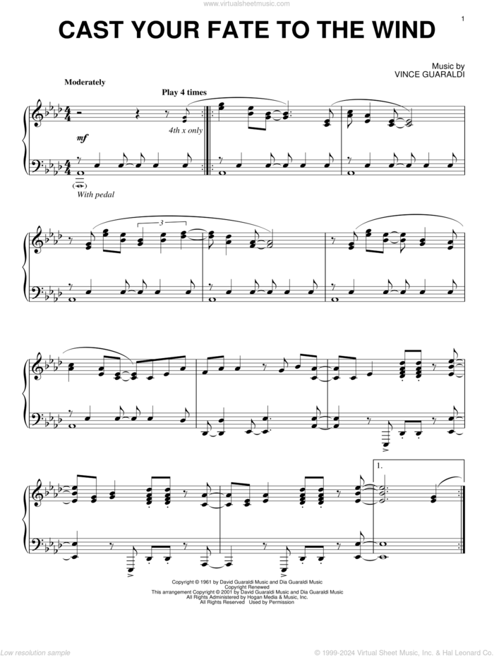 Cast Your Fate To The Wind (arr. Brent Edstrom) [Jazz version] sheet music for piano solo by George Winston, David Benoit, Carel Werver and Vince Guaraldi, intermediate skill level