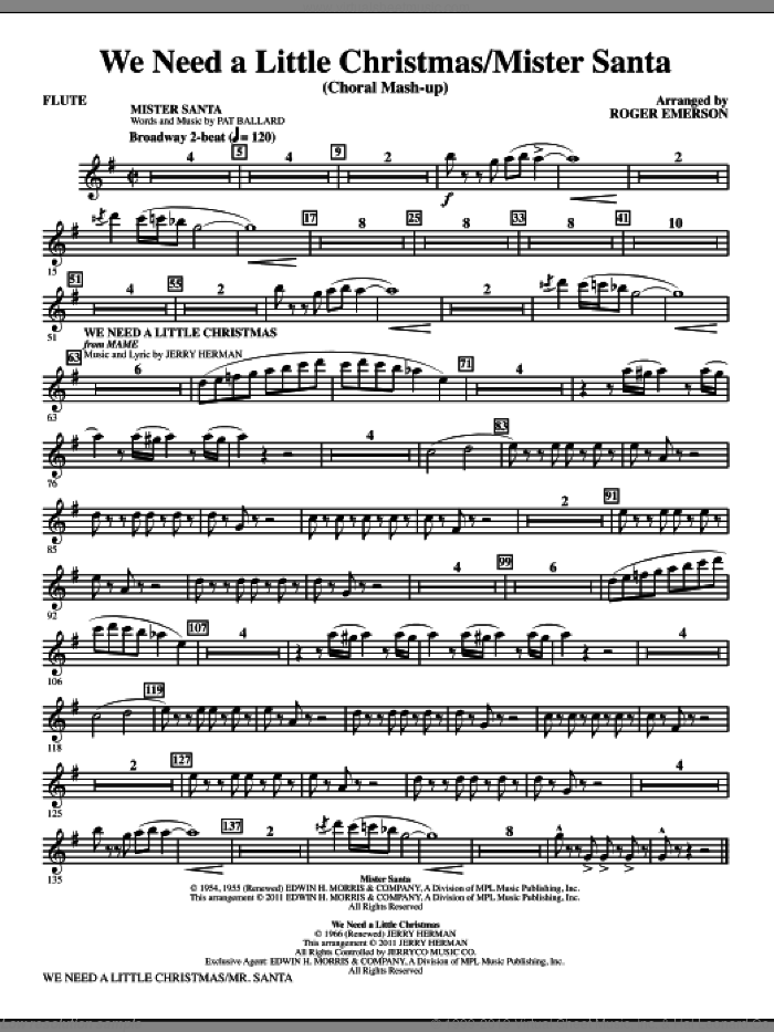 We Need a Little Christmas / Mister Santa (complete set of parts) sheet music for orchestra/band by Roger Emerson and Pat Ballard, intermediate skill level