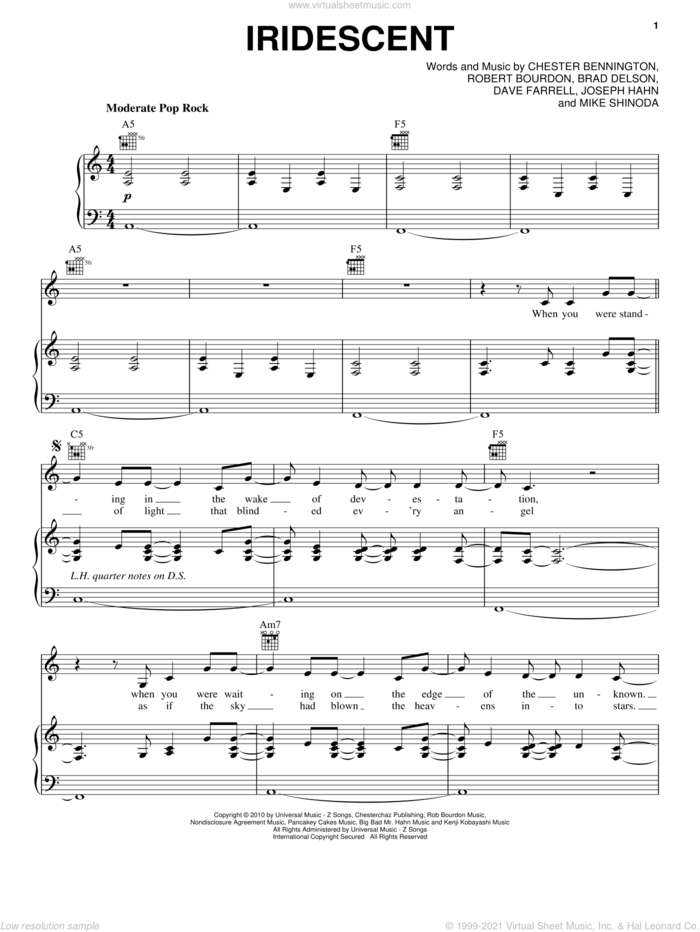 Park Iridescent Sheet Music For Voice Piano Or Guitar Pdf