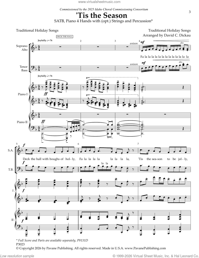 'Tis the Season sheet music for choir (SATB: soprano, alto, tenor, bass) by David C. Dickau, intermediate skill level