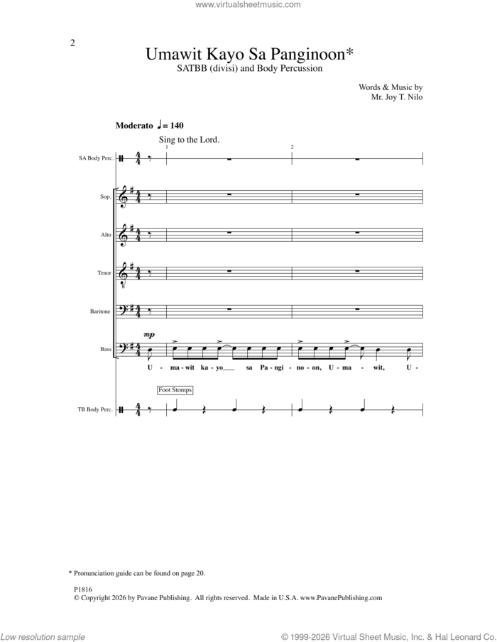 Umawit Kayo Sa Panginoon sheet music for choir (SATB: soprano, alto, tenor, bass) by Mr. Joy T. Nilo, intermediate skill level