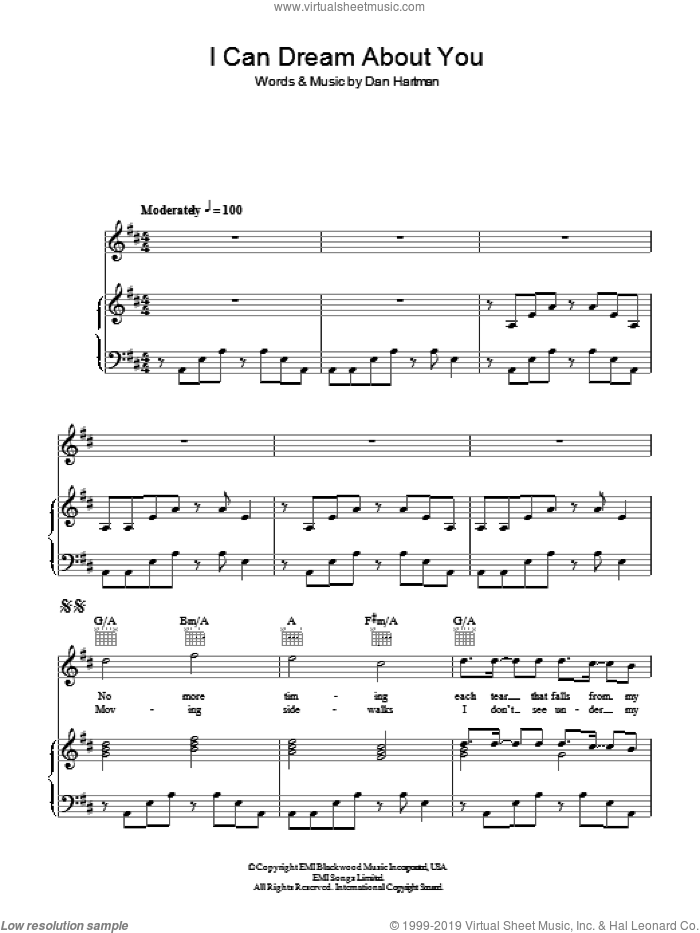I Can Dream About You sheet music for voice, piano or guitar by Dan Hartman, intermediate skill level