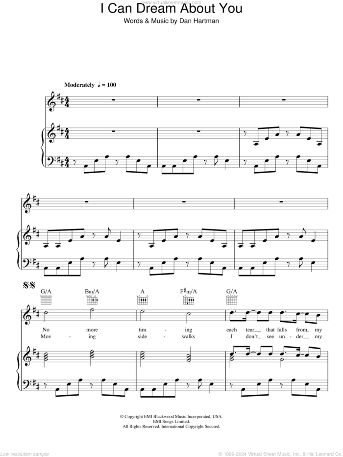 I Can Dream About You sheet music for voice, piano or guitar by Dan Hartman, intermediate skill level