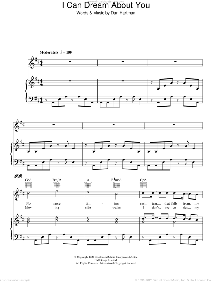 I Can Dream About You sheet music for voice, piano or guitar by Dan Hartman, intermediate skill level