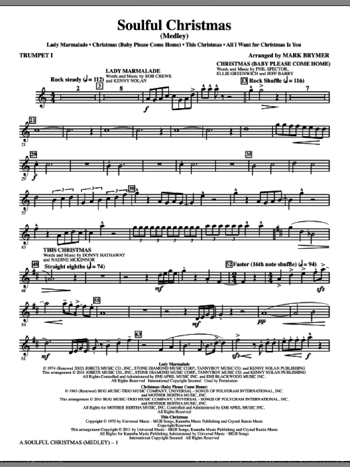 A Soulful Christmas (complete set of parts) sheet music for orchestra/band by Mark Brymer and Walter Afanasieff, intermediate skill level