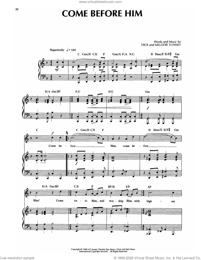 Come Before Him sheet music for voice and piano by Sandi Patty and Sandi Patti, intermediate skill level