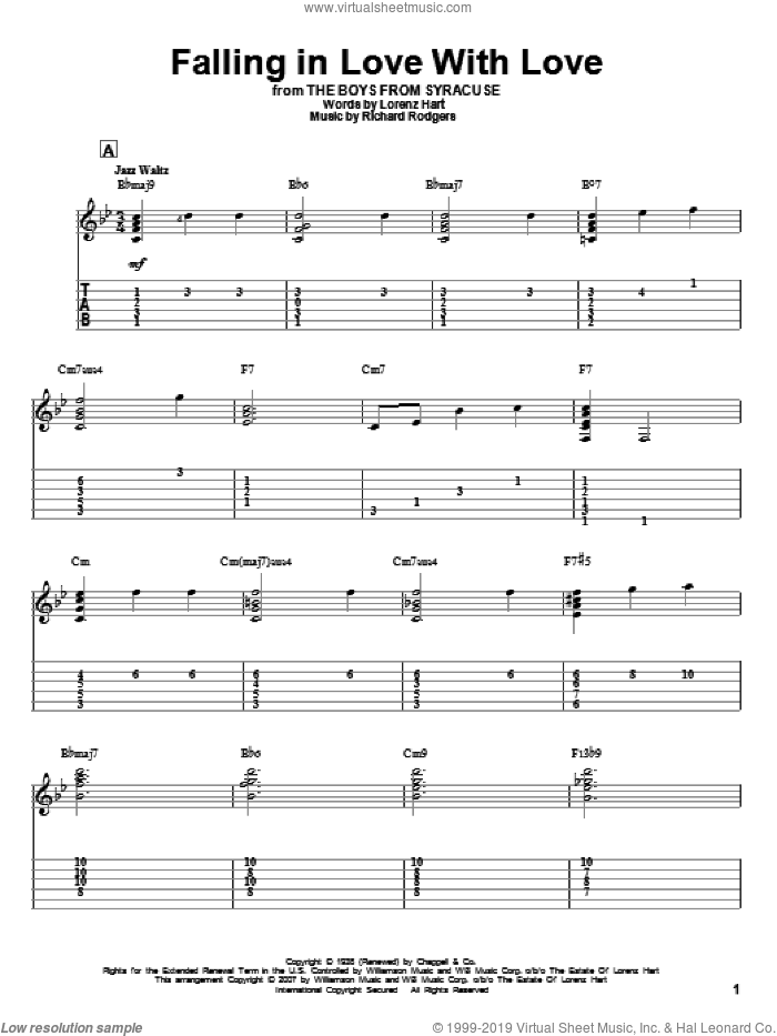 Falling In Love With Love sheet music for guitar solo by Rodgers & Hart, Jeff Arnold, Lorenz Hart and Richard Rodgers, intermediate skill level