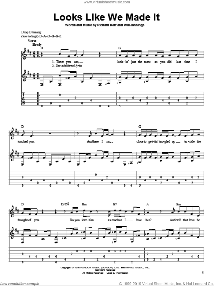 Looks Like We Made It sheet music for guitar solo by Barry Manilow, Richard Kerr and Will Jennings, intermediate skill level