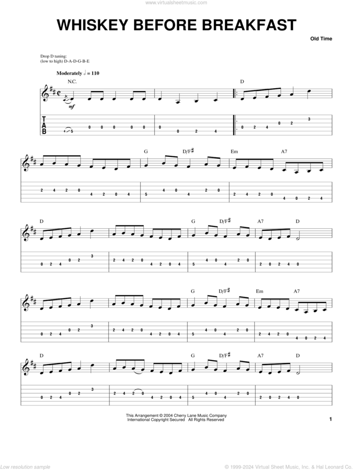 Whiskey Before Breakfast sheet music for guitar solo, intermediate skill level