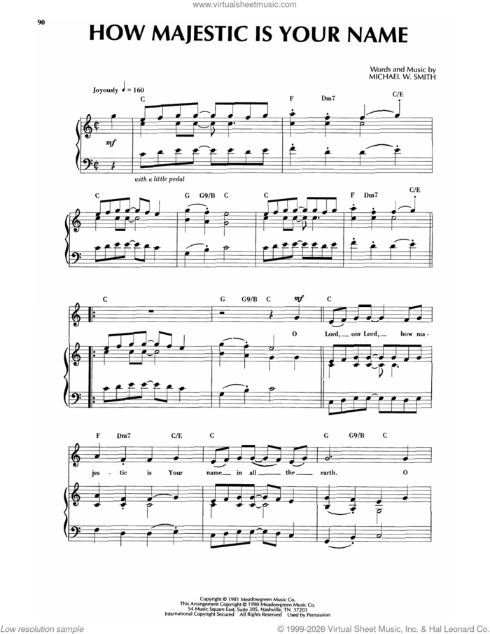 How Majestic Is Your Name sheet music for voice and piano by Sandi Patti, Sandi Patty and Michael W. Smith, intermediate skill level