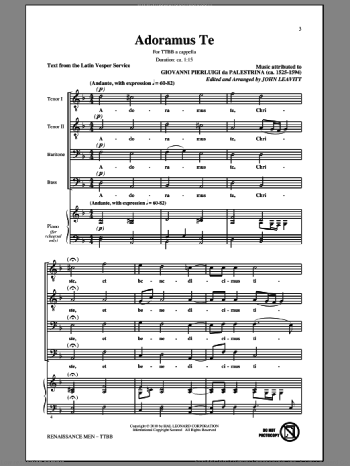 Renaissance Men sheet music for choir (TTBB: tenor, bass) by John Leavitt, intermediate skill level