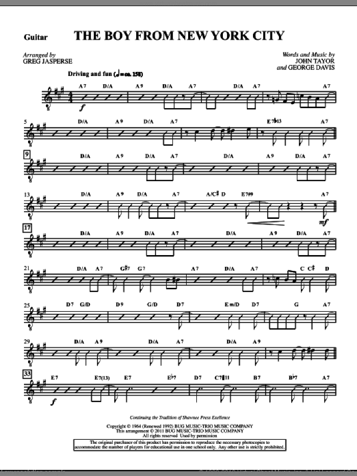 The Boy From New York City (complete set of parts) sheet music for orchestra/band (Rhythm) by George Davis, John Taylor, Greg Jasperse and Manhattan Transfer, intermediate skill level