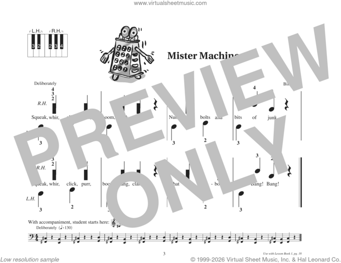 Mister Machine sheet music for piano solo (elementary) by Bill Boyd, beginner piano (elementary)
