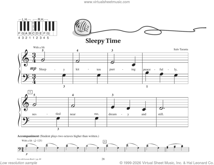 Sleepy Time sheet music for piano solo (elementary) by Italo Taranta, beginner piano (elementary)