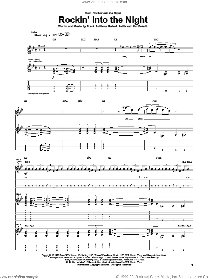 Rockin' Into The Night sheet music for guitar (tablature) by 38 Special, Frank Sullivan, Jim Peterik and Robert Gary Smith, intermediate skill level