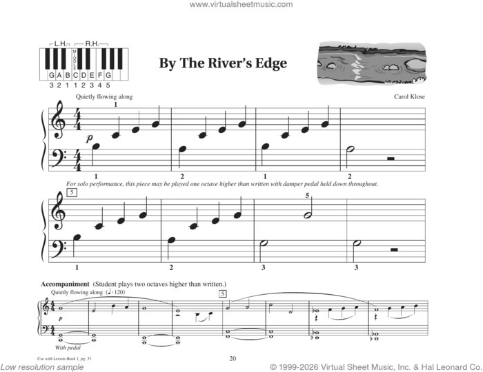 By The River's Edge sheet music for piano solo (elementary) by Carol Klose, beginner piano (elementary)
