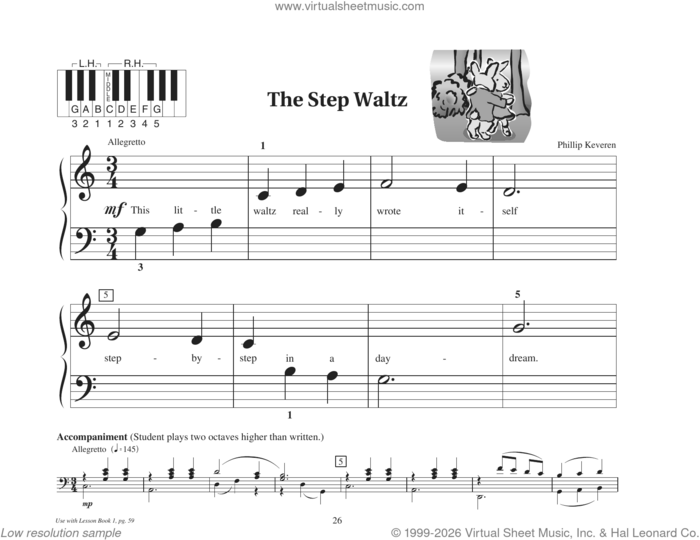 The Step Waltz sheet music for piano solo (elementary) by Phillip Keveren, beginner piano (elementary)