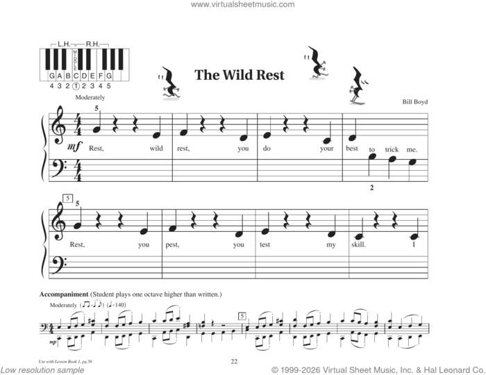 The Wild Rest sheet music for piano solo (elementary) by Bill Boyd, beginner piano (elementary)