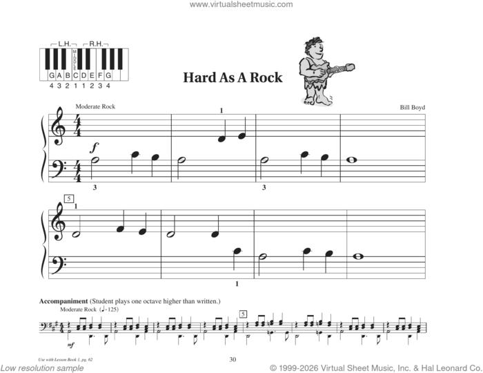 Hard As A Rock sheet music for piano solo (elementary) by Bill Boyd, beginner piano (elementary)
