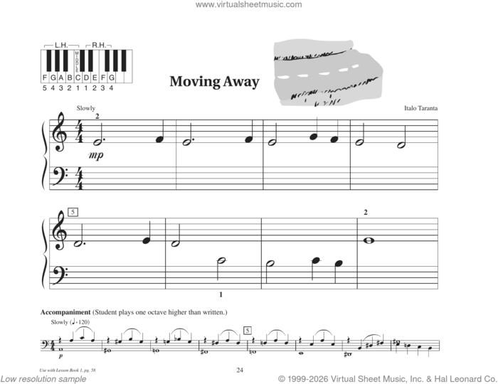 Moving Away sheet music for piano solo (elementary) by Italo Taranta, beginner piano (elementary)