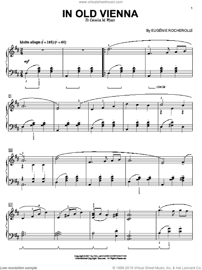 In Old Vienna sheet music for piano solo by Eugenie Rocherolle, intermediate skill level