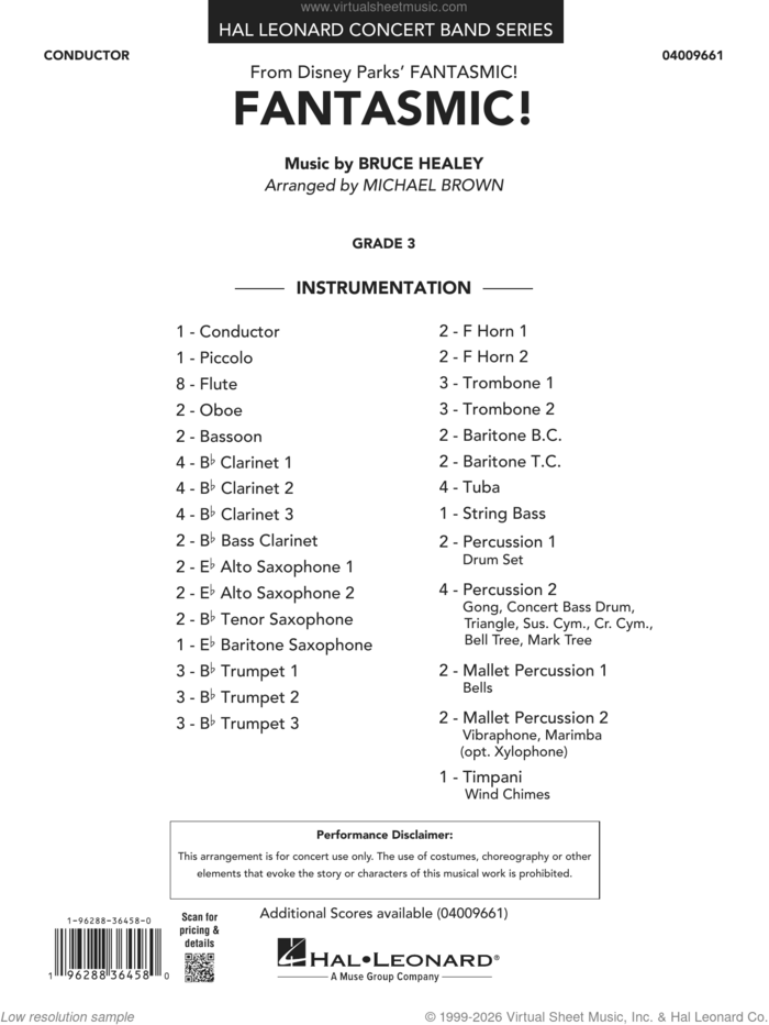 Fantasmic! (arr. Michael Brown) (COMPLETE) sheet music for concert band by Michael Brown, Barnette Ricci and Bruce Healey, intermediate skill level
