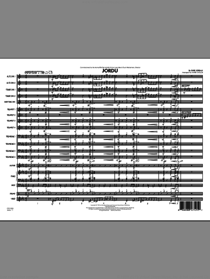 Jordu (COMPLETE) sheet music for jazz band by Duke Jordan and Mark Taylor, intermediate skill level