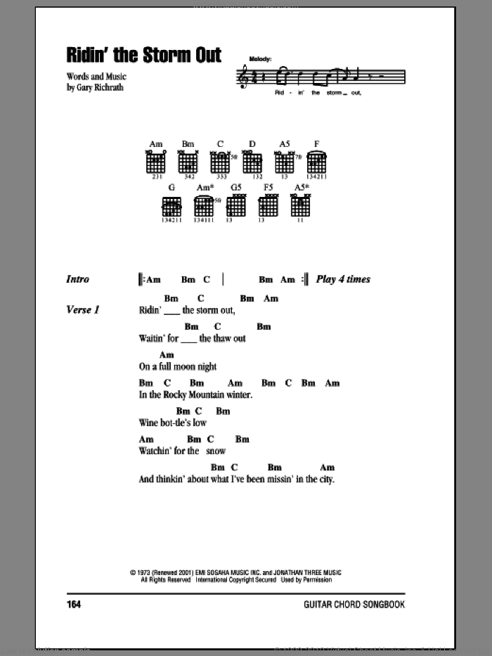 Ridin' The Storm Out sheet music for guitar (chords) by REO Speedwagon and Gary Richrath, intermediate skill level