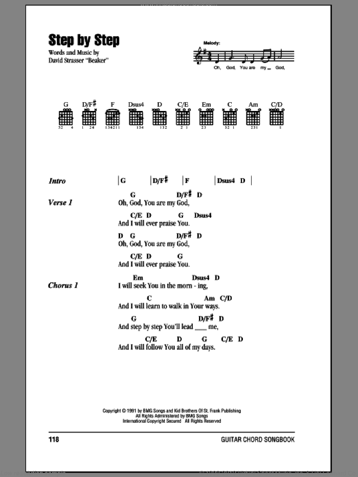 Step By Step sheet music for guitar (chords) by Rich Mullins, intermediate skill level