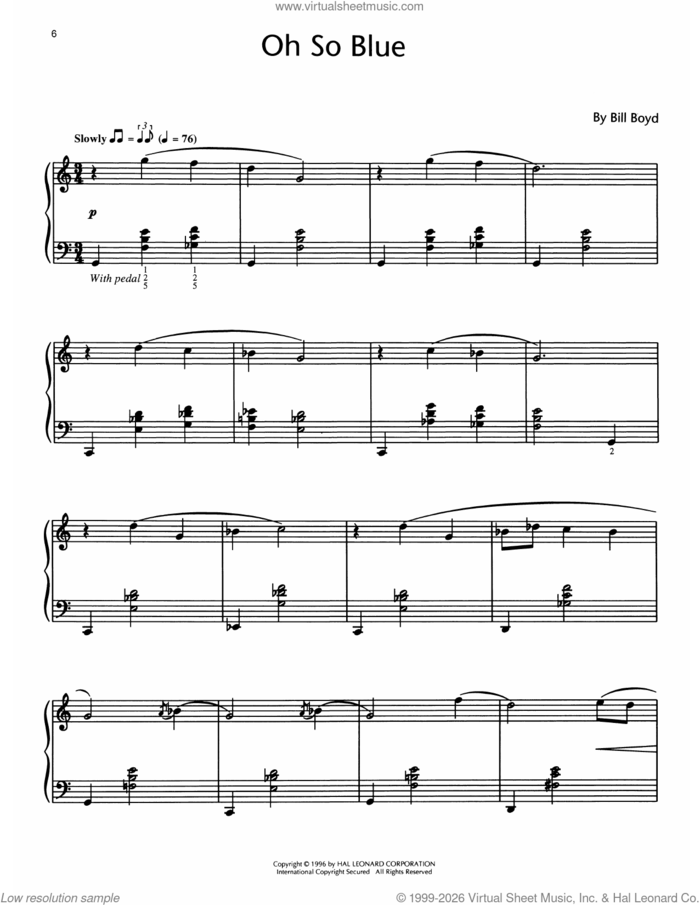 Oh So Blue sheet music for piano solo (elementary) by Bill Boyd, beginner piano (elementary)
