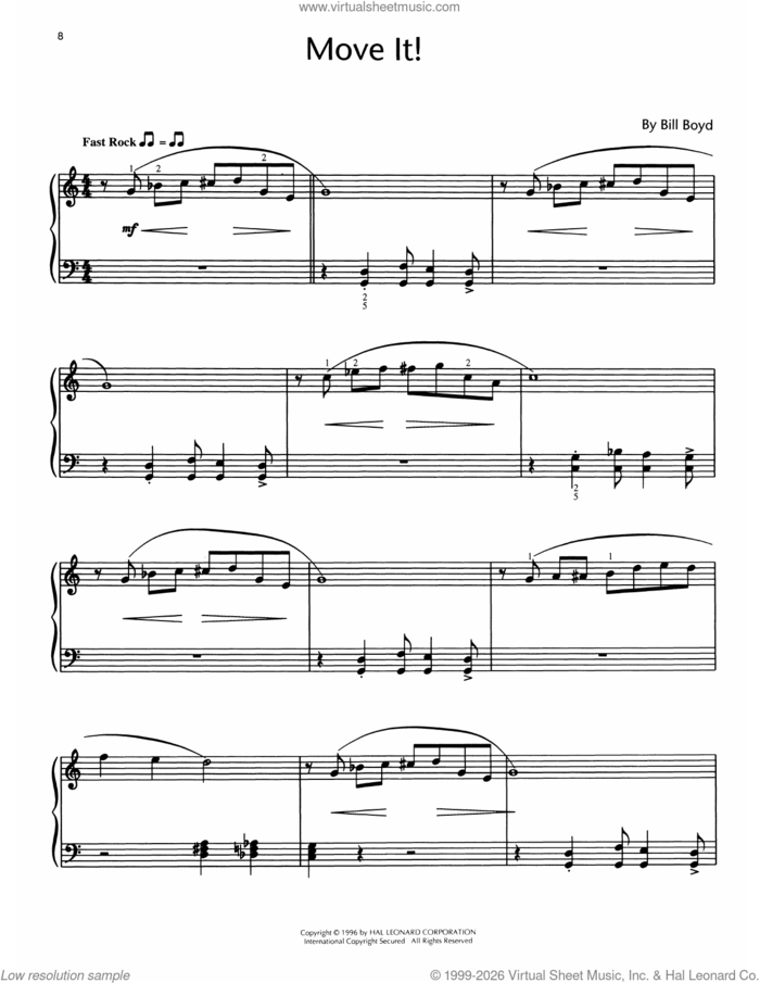 Move It! sheet music for piano solo (elementary) by Bill Boyd, beginner piano (elementary)