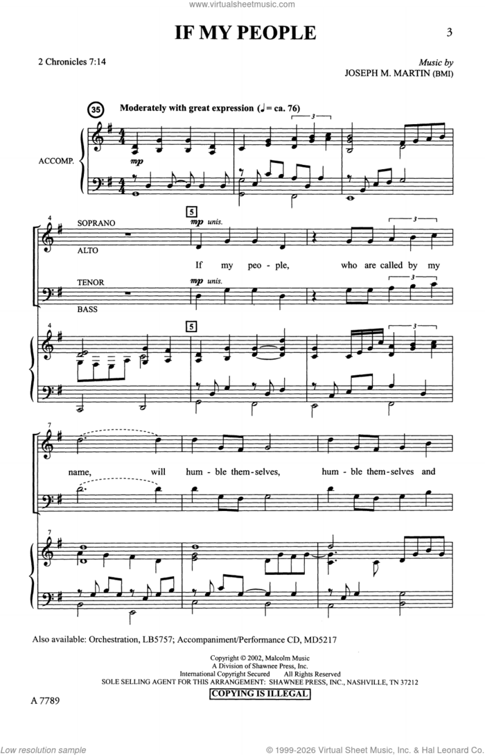 If My People sheet music for choir (SATB: soprano, alto, tenor, bass) by Joseph M. Martin, intermediate skill level