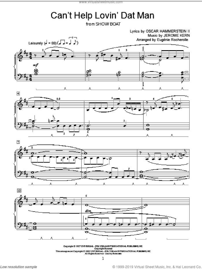 Can't Help Lovin' Dat Man sheet music for piano solo (elementary) by Jerome Kern, Miscellaneous, Show Boat (Musical) and Oscar II Hammerstein, beginner piano (elementary)