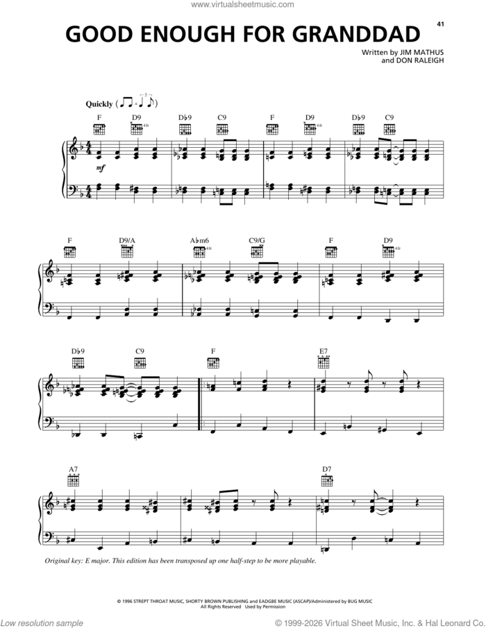 Good Enough For Granddad sheet music for voice, piano or guitar by Squirrel Nut Zippers, Don Raleigh and Jim Mathus, intermediate skill level