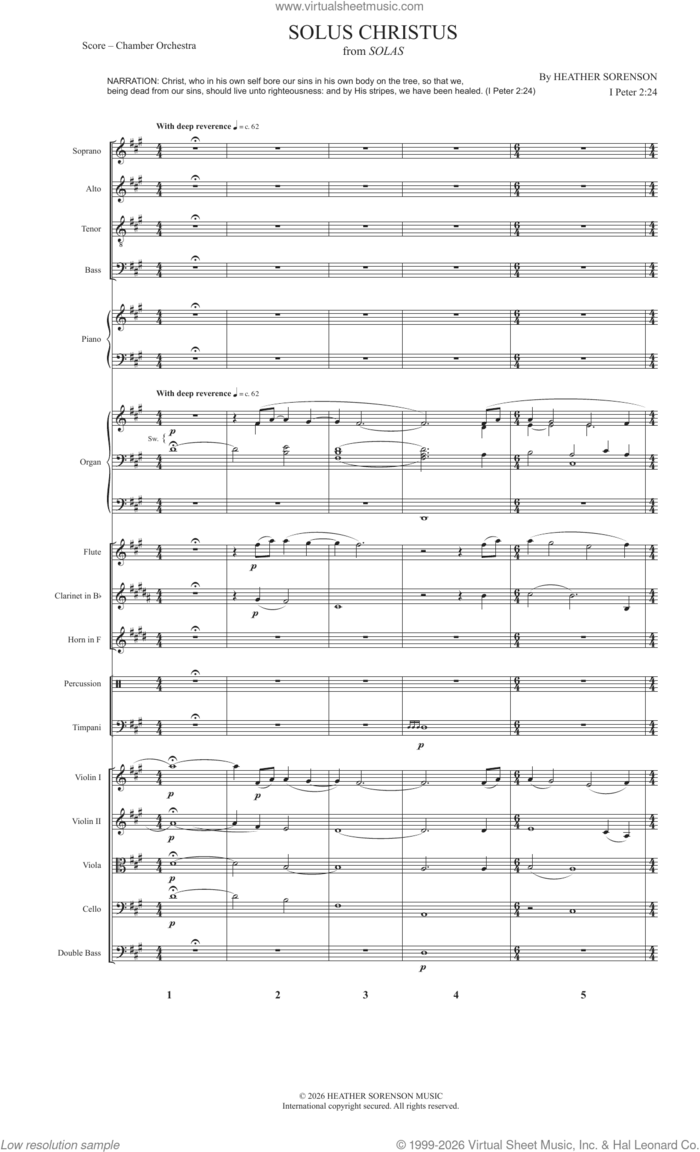 Solus Christus (from Solas) sheet music for orchestra/band (full score) by Heather Sorenson and 1 Peter 2:24, intermediate skill level