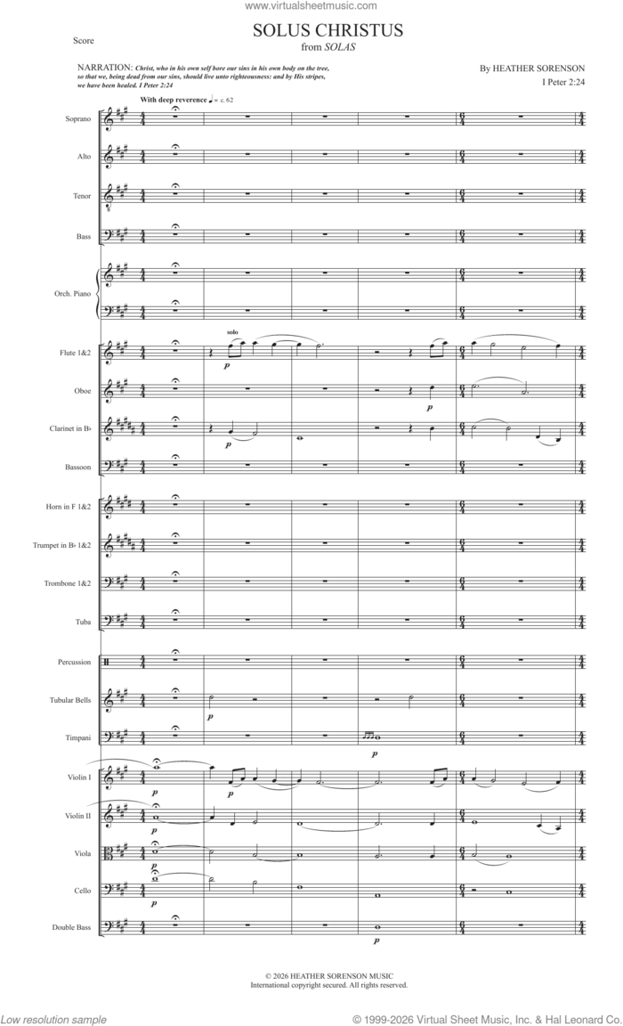 Solus Christus (from Solas) sheet music for orchestra/band (full score) by Heather Sorenson and 1 Peter 2:24, intermediate skill level