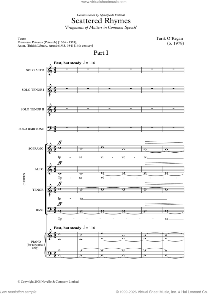 Scattered Rhymes sheet music for choir (SATB: soprano, alto, tenor, bass) by T. O'Regan, classical score, intermediate skill level