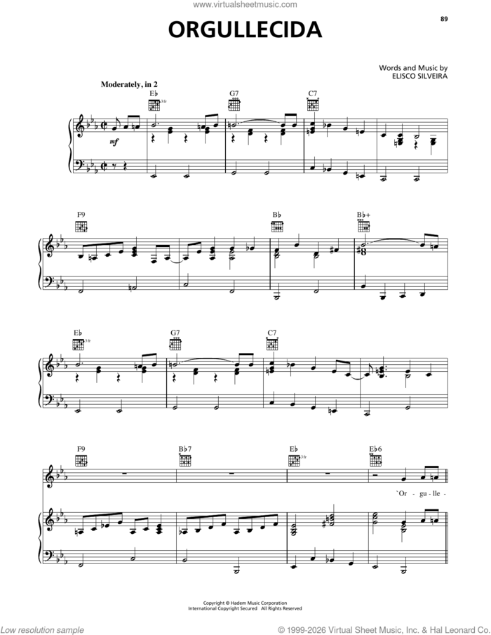 Orgullecida sheet music for voice, piano or guitar by Buena Vista Social Club and Elisco Silveira, intermediate skill level