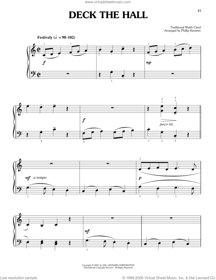 Deck The Hall (arr. Phillip Keveren) sheet music for piano solo  and Phillip Keveren, easy skill level