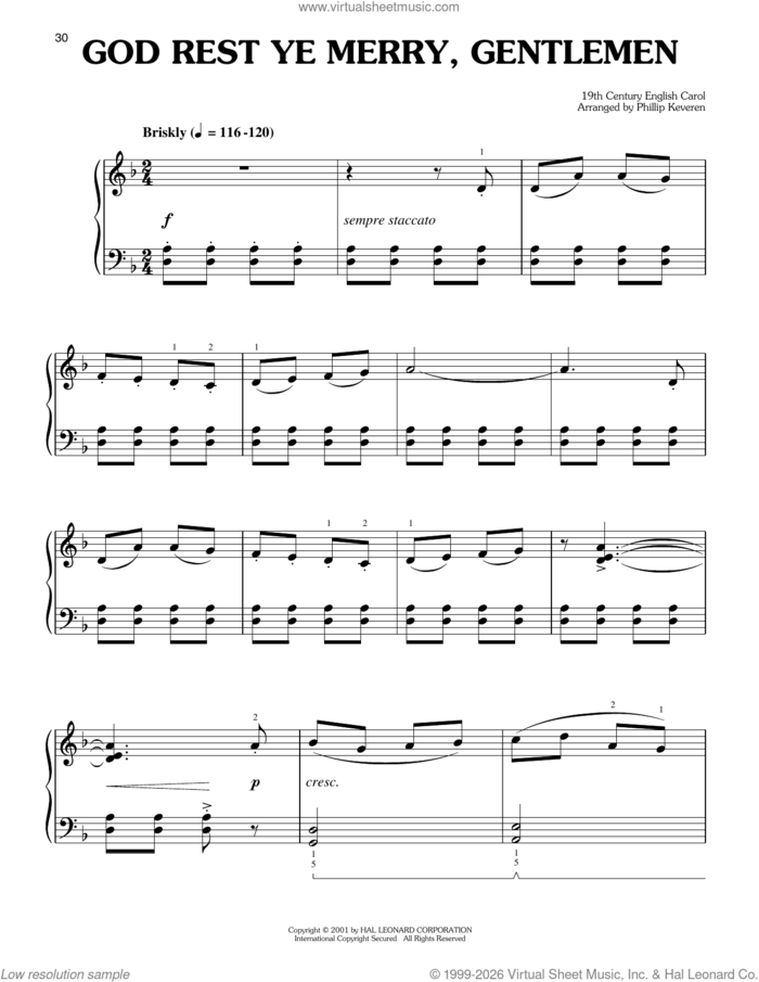 God Rest Ye Merry, Gentlemen (arr. Phillip Keveren) sheet music for piano solo  and Phillip Keveren, easy skill level